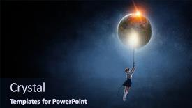  Presentation with moon - Cool new PPT theme with kid-girl-catching-moon-mixed backdrop and a navy blue colored foreground