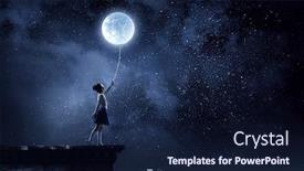  Presentation with moon - Presentation consisting of kid-girl-catching-moon-mixed background and a navy blue colored foreground