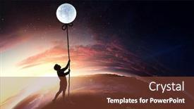  Presentation with moon - Amazing slides having kid-girl-catching-moon-mixed backdrop and a tawny brown colored foreground