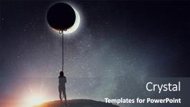  Presentation with moon - Amazing PPT theme having kid-girl-catching-moon-mixed backdrop and a gray colored foreground