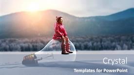  Presentation with bulb - Beautiful slide set featuring kid-girl-on-bulb-mixed backdrop and a seafoam green colored foreground