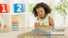  Presentation with kindergarten - Audience pleasing theme consisting of kid girl playing toys backdrop and a soft green colored foreground