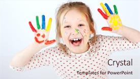  Presentation with special education cute kid - Audience pleasing slide deck consisting of kid girl showing her hands backdrop and a lemonade colored foreground