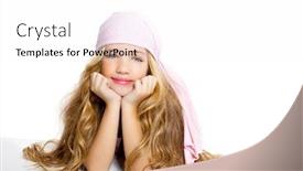  Presentation with pirate - PPT theme consisting of kid girl with pirate handkerchief beautiful portrait isolated on white background and a white colored foreground