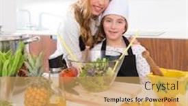  Presentation with kid chef - Cool new slide deck with kid girls junior chef friends backdrop and a yellow colored foreground