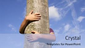  Presentation with tree - Slides consisting of kid hands embracing a tree background and a light blue colored foreground