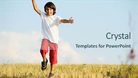  Presentation with kid happy birthday - Presentation theme enhanced with kid having happy carefree time background and a sky blue colored foreground
