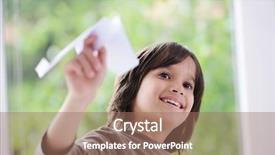  Presentation with santa claus holding scroll paper - Presentation having kid holding a paper airplane background and a coral colored foreground