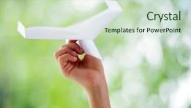  Presentation with airplane - Colorful slides enhanced with kid holding a paper airplane backdrop and a soft green colored foreground