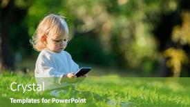  Presentation with alone - Slide deck enhanced with kid-holding-a-phone background and a tawny brown colored foreground