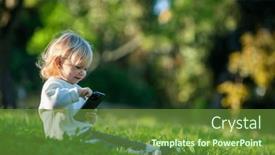  Presentation with alone - Slides with kid-holding-a-phone background and a tawny brown colored foreground