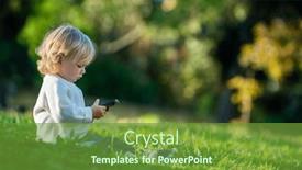  Presentation with alone - Presentation theme featuring kid-holding-a-phone background and a tawny brown colored foreground