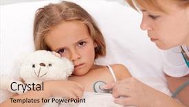  Presentation with kids health - PPT layouts consisting of hospital kids - health professional checking on sick background and a lemonade colored foreground