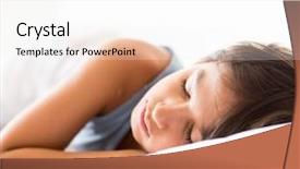  Presentation with kid bedroom - Audience pleasing PPT theme consisting of kid in bedroom sleepin on bed with white sheet and pillow backdrop and a sky blue colored foreground