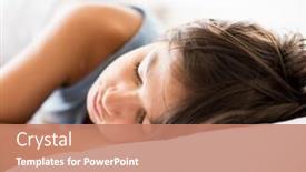  Presentation with kid bedroom - PPT theme enhanced with kid in bedroom sleepin on bed with white sheet and pillow background and a coral colored foreground