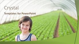  Presentation with eco - Amazing PPT layouts having kid in eco greenhouse backdrop and a sky blue colored foreground