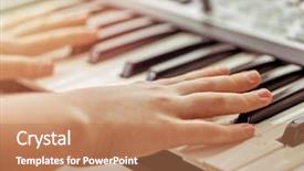  Presentation with electronic music - PPT layouts featuring midi keyboard or electronic piano background and a coral colored foreground