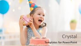  Presentation with birthday cake - Beautiful presentation design featuring kid-is-blowing-out backdrop and a lemonade colored foreground
