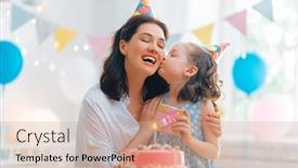  Presentation with birthday cake - Audience pleasing slide set consisting of kid-is-blowing-out backdrop and a coral colored foreground