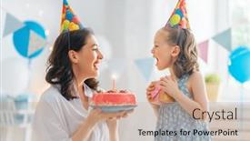  Presentation with birthday cake - Presentation theme consisting of kid-is-blowing-out background and a coral colored foreground