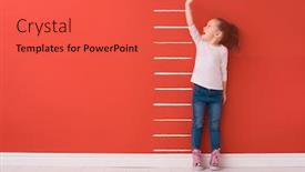  Presentation with girl power - Slide deck having kid-is-measuring-the-growth background and a red colored foreground
