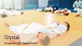  Presentation with judo - Theme enhanced with kid judo fight training martial background and a lemonade colored foreground