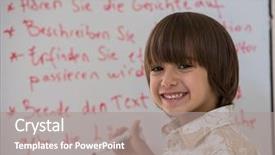  Presentation with language - Slide set having arabic words - kid learning german language background and a gray colored foreground