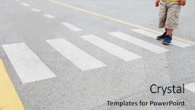  Presentation with pedestrian - Cool new presentation theme with kid on pedestrian side walk backdrop and a light gray colored foreground