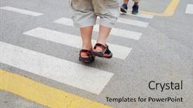 Presentation with pedestrian - Slides with kid on pedestrian side walk background and a mint green colored foreground