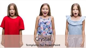  Presentation with swimming beautiful girl swims underwater - PPT theme with collage of young beautiful little girl kid over isolated background afraid and shocked with surprise expression fear and excited face background and a lemonade colored foreground