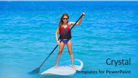  Presentation with kid police - Cool new theme with kid paddle surf surfer girl backdrop and a teal colored foreground