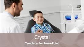  Presentation with healthcare - Slides enhanced with kid patient at dental background and a gray colored foreground