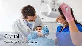  Presentation with mirror - Cool new theme with kid patient teeth at dental backdrop and a light blue colored foreground