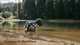  Presentation with childhood - PPT layouts featuring kid-playing-on-the-forest background and a coral colored foreground