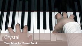  Presentation with piano - Beautiful slide deck featuring teenage orchestra - kid playing the piano backdrop and a coral colored foreground