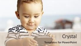  Presentation with funny - PPT theme consisting of kid playing with a mobil background and a soft green colored foreground