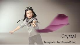  Presentation with airplane - Colorful PPT theme enhanced with kid playing with toy airplane backdrop and a light gray colored foreground