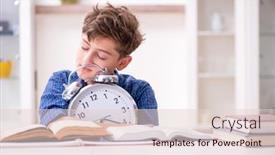  Presentation with school - Presentation theme with kid preparing for school at home background and a lemonade colored foreground