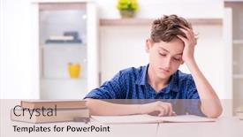  Presentation with school - PPT theme having kid preparing for school background and a soft green colored foreground