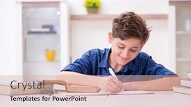  Presentation with school - PPT layouts enhanced with kid-preparing-for-school background and a lemonade colored foreground