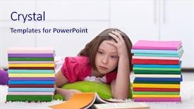  Presentation with learning - Presentation consisting of kid problem - young girl tired learning laying background and a sky blue colored foreground