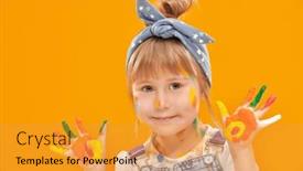  Presentation with imagination - PPT theme featuring kid-s-dreams-and-imagination background and a gold colored foreground