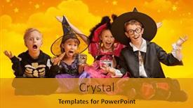  Presentation with cute stars - PPT layouts having kid-s-halloween-party-four and a gold colored foreground