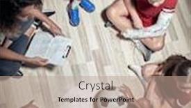  Presentation with female soccer - Theme having kid-s-soccer-team background and a coral colored foreground