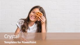  Presentation with birthday invitation kid - Colorful slide deck enhanced with kid sitting on the table backdrop and a coral colored foreground