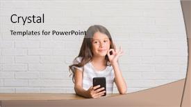  Presentation with symbol - Audience pleasing theme consisting of kid sitting on the table backdrop and a  colored foreground