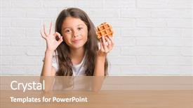  Presentation with teach kid - Amazing slide set having kid sitting on the table backdrop and a coral colored foreground