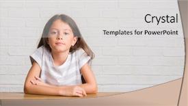  Presentation with teach kid - PPT layouts featuring kid sitting on the table background and a  colored foreground