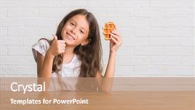  Presentation with kid movies - Cool new slides with kid sitting on the table backdrop and a  colored foreground