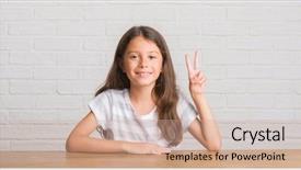  Presentation with kid prison - Amazing PPT theme having kid sitting on the table backdrop and a  colored foreground